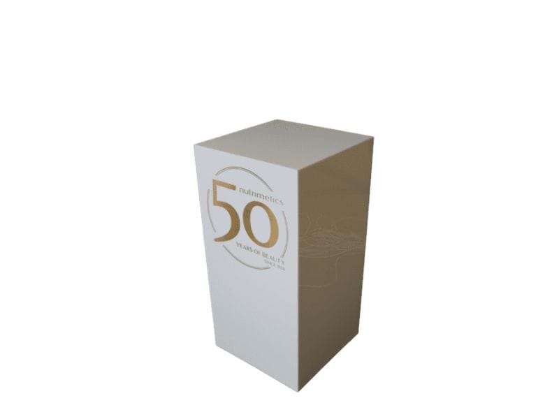 White plinth with gold lettering - Displays2Go.com.au