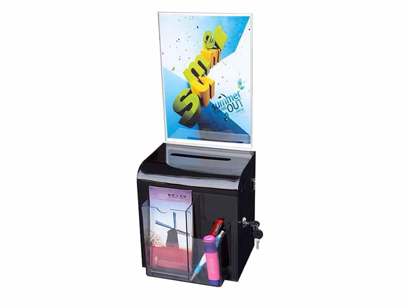 Wall mounted entry box with A4-size portrait header board - Displays2Go