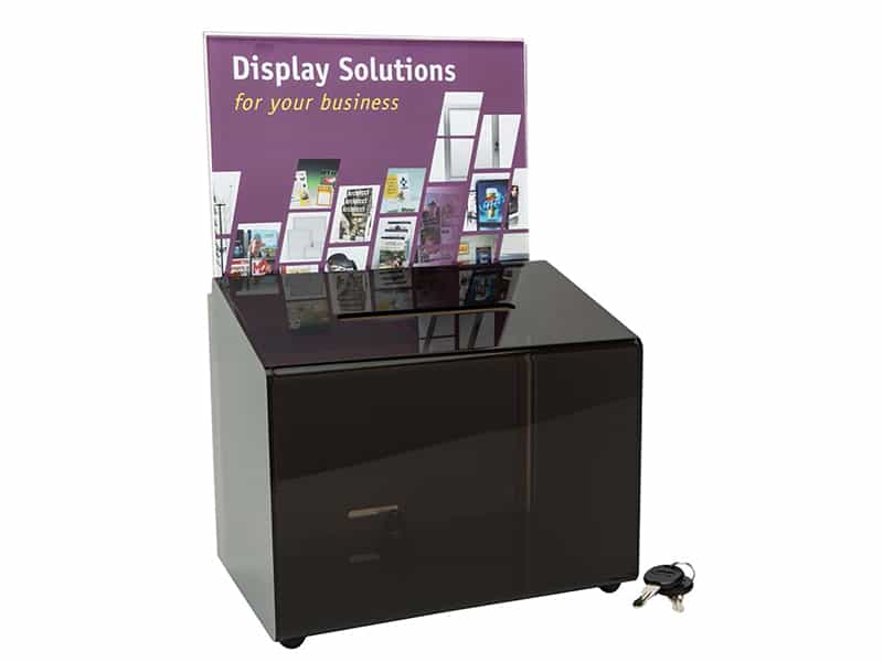 Large size with A4-size header board - smoked colour - Displays2Go