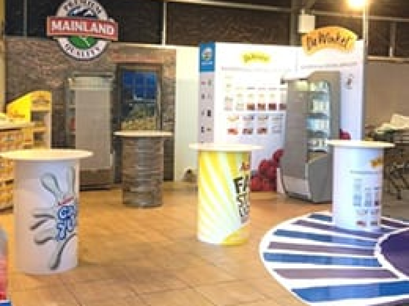 Adhesive flooring can be printed and cut to custom shapes - Displays2Go