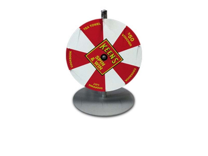 Standard prize wheel design with 10 segments and permanent graphics - Displays2Go