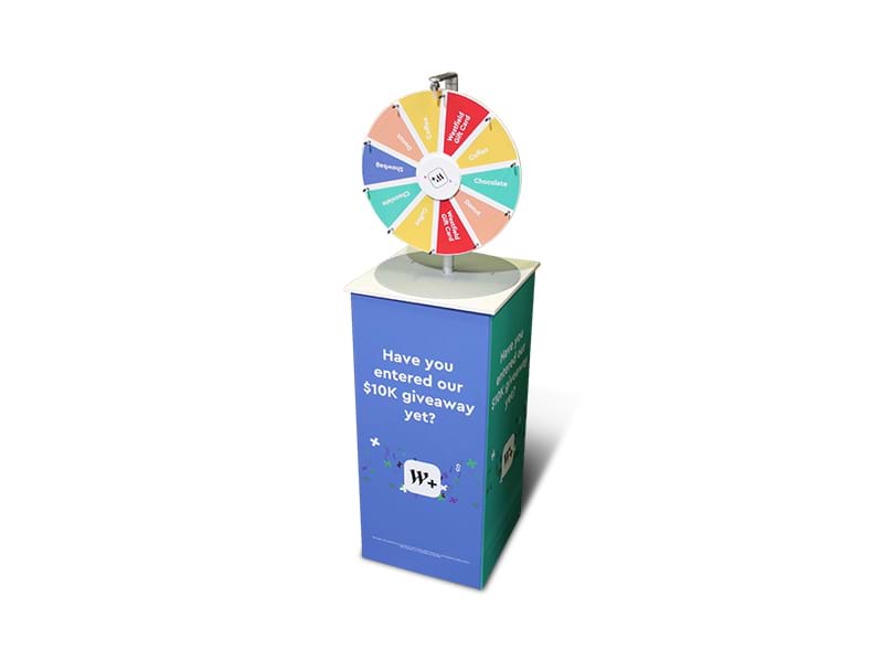 Standard prize wheel design with 10 segments and permanent graphics - Displays2Go