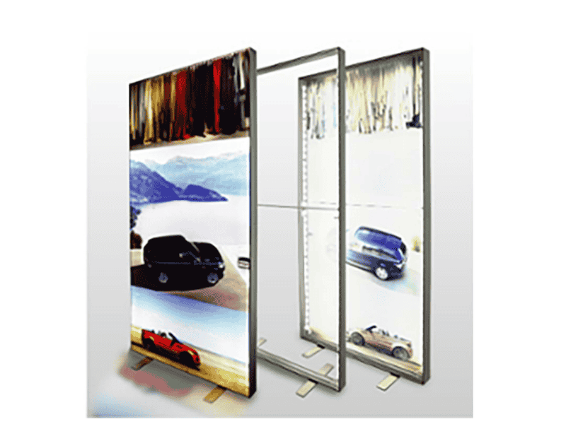 Simple framing system allows for speedy changing of graphics - Displays2Go.com.au