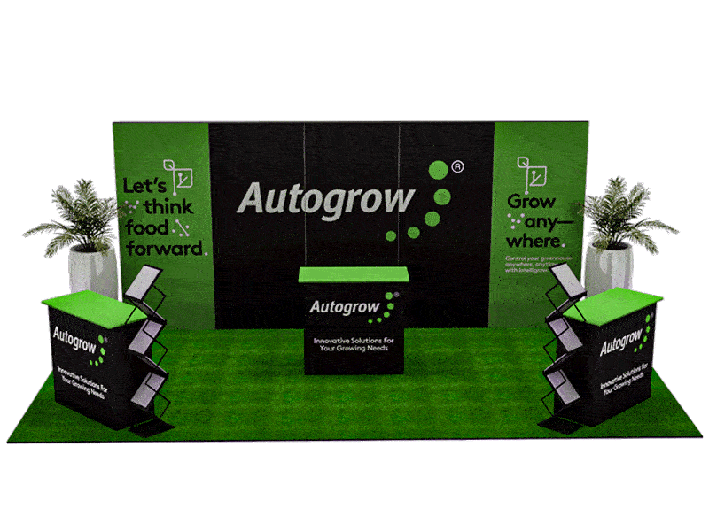 Exhibition Brandframe: 6 metre wide exhibition booth wall with custom lighting - Displays2Go