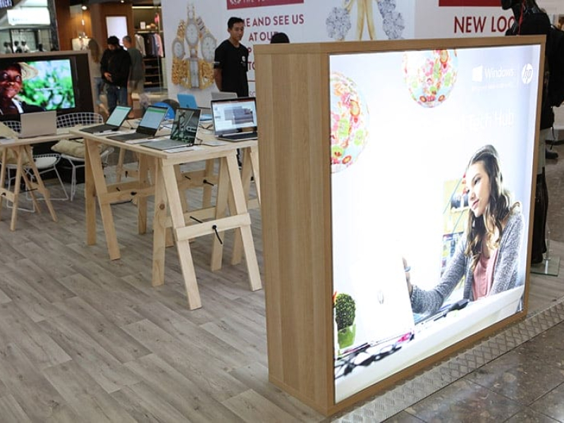 Exhibition Brandframe: Real timber frames and lightbox graphics can be used to great effect - Displays2Go