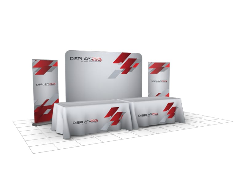 Exhibition Kit 8 package with Premiere banner, SuperWall and Demo table - Displays 2 Go