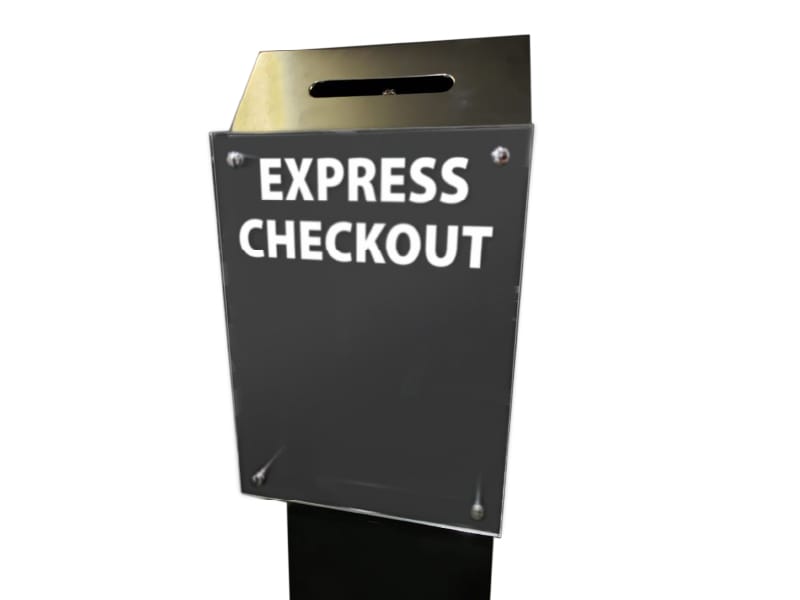 Express Check Out Stand Front View - Displays 2 Go