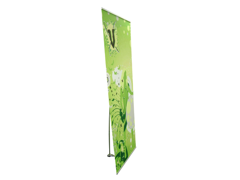 Side view showing sturdy foot and support pole - Displays2Go