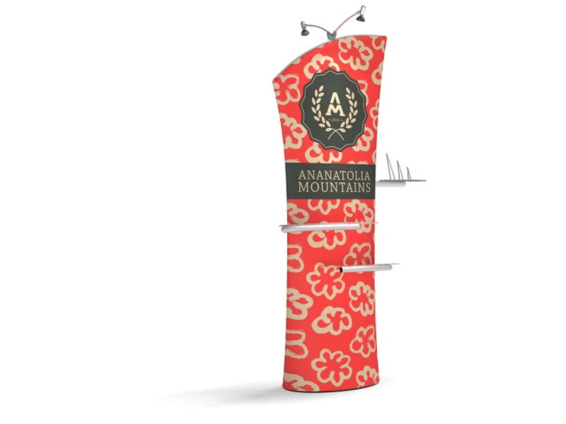 Portable banner with optional shelves, brochure holder and lights - Displays 2 Go
