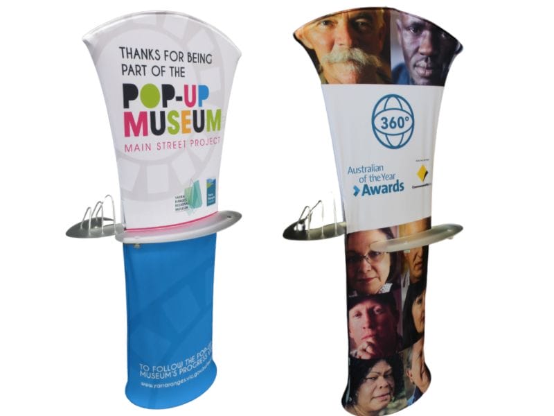 Display banner with built-in shelves and brochure holder - Displays 2 Go