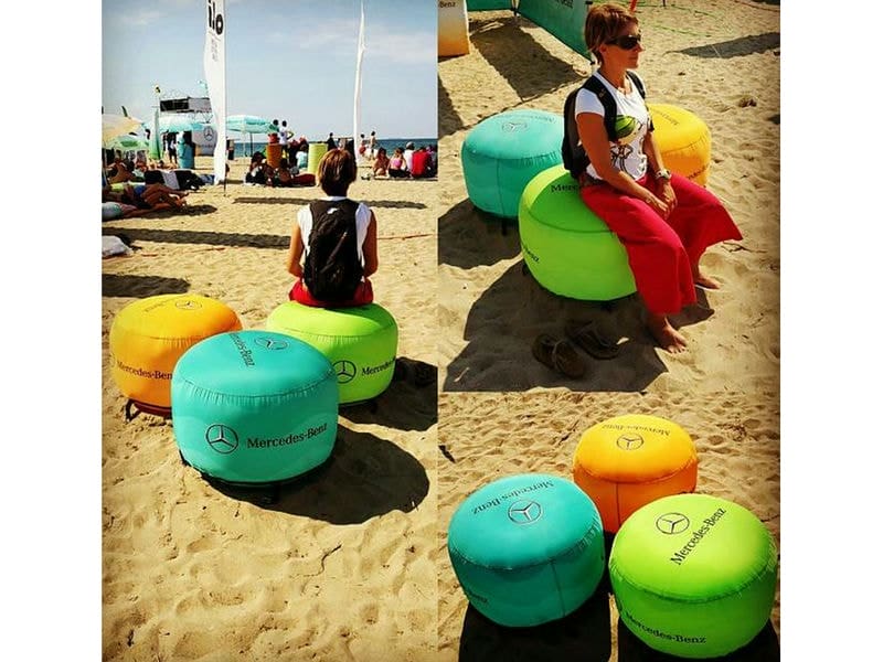 Inflatable Ottomans Sofa On The Beach - Displays 2 Go