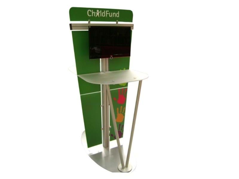 Kiosk with TV and work surface - Displays2Go.com.au