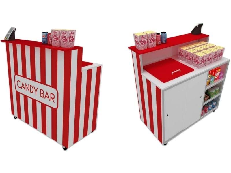 Portable bar with custom lids and shelving for maximum usability - Displays 2 Go