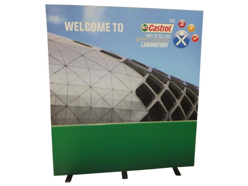 Graphics printed on rigid boards can be larger than the panel behind - Displays2Go