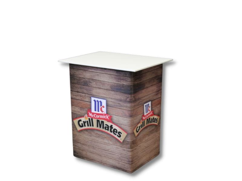 Most popular: white table top with graphic wrap on the table base - Displays2Go
