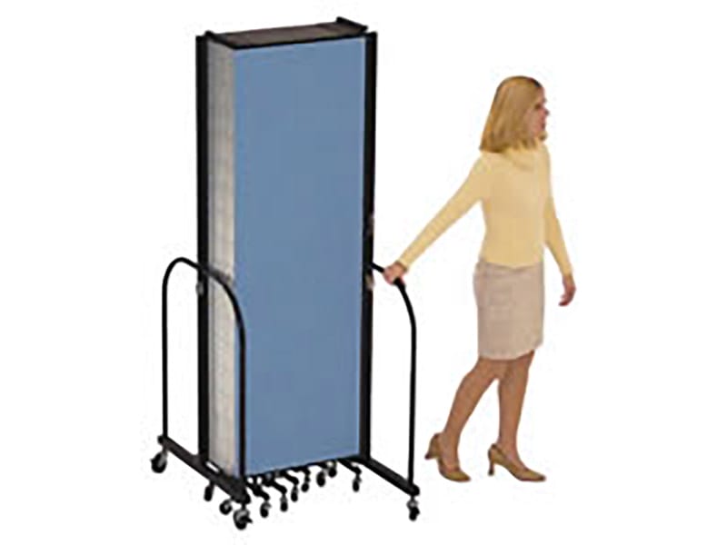 Screenflex collapsed down and ready to be conveniently stored for its next outing. - Displays 2 Go