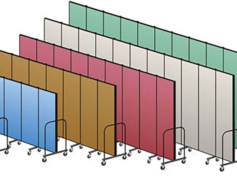 Screenflex Room Dividers: Blue, Yellow, Red, White, and Green - Displays 2 Go - Displays 2 Go