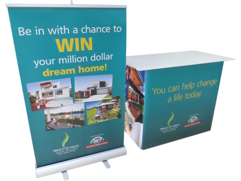 Mall height double-sided pull up banner with sales counter - Displays2Go