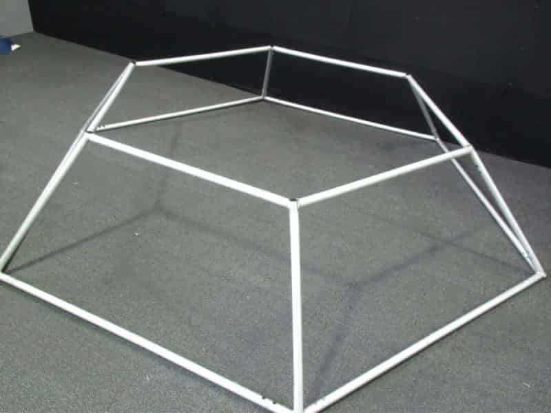 A custom tapered hexagonal frame being assembled in our factory - Displays2Go.com.au