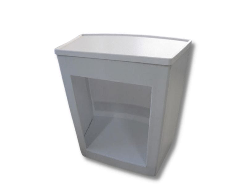 Rear view of table showing window and internal shelf - Displays 2 Go