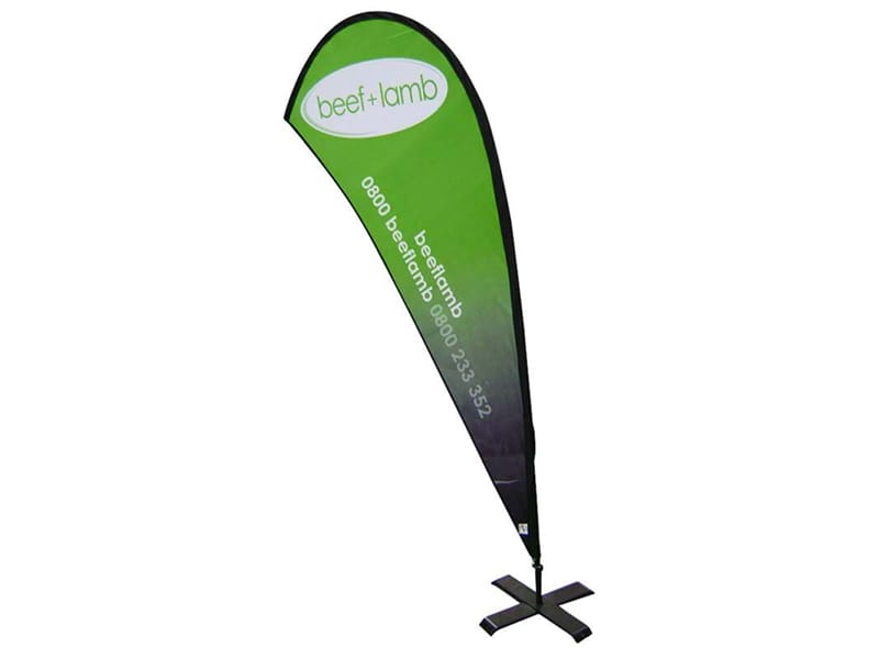 2.2m high Teardrop Flag with cross base - Displays2Go