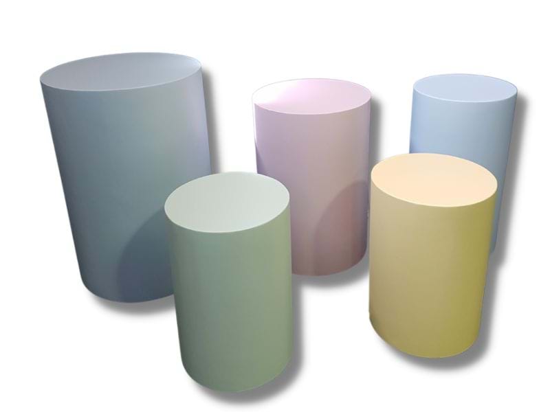 Round timber plinths made in a size to suit you, with painted finishes - Displays2Go