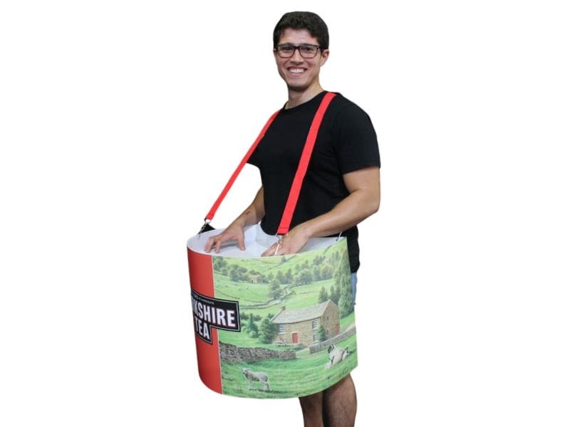 Add a full graphic skirt to change the appearance of your vendor tray - Displays2Go