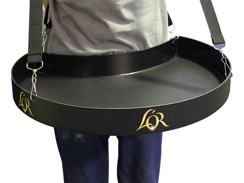 Black vendor trays can look excellent when combined with black graphics - Displays2Go