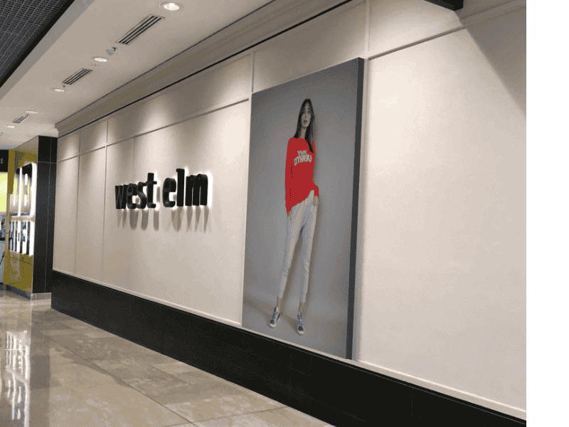 Wall-mounted shopping mall graphic - Displays2Go