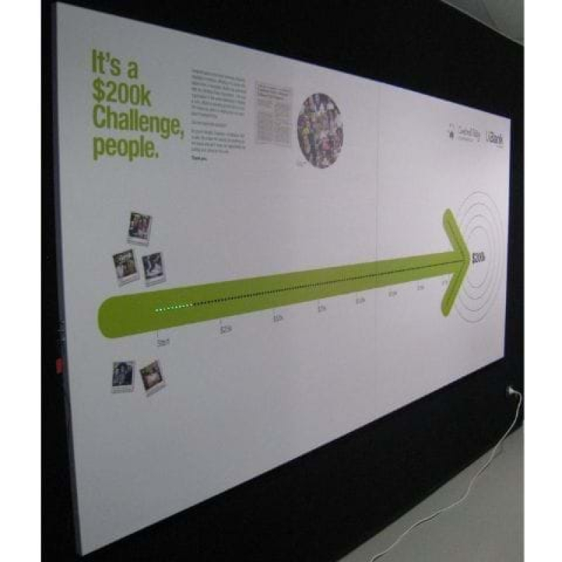 Display banner with user-controlled LED lighting bulbs allows you to track progress towards a target. - Displays2Go