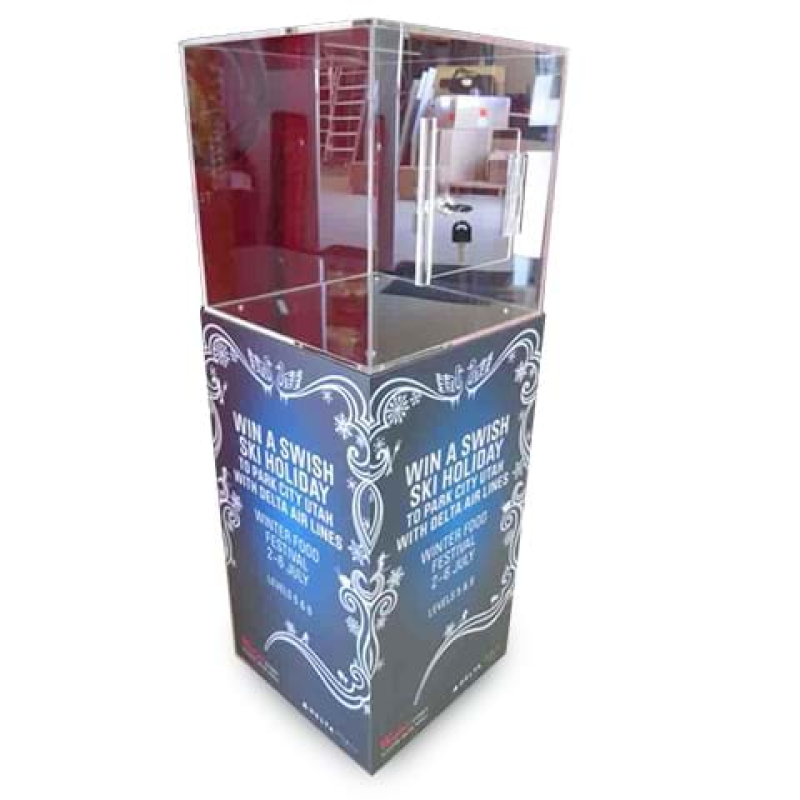 Lockable clear case on top of entry unit - Displays2Go