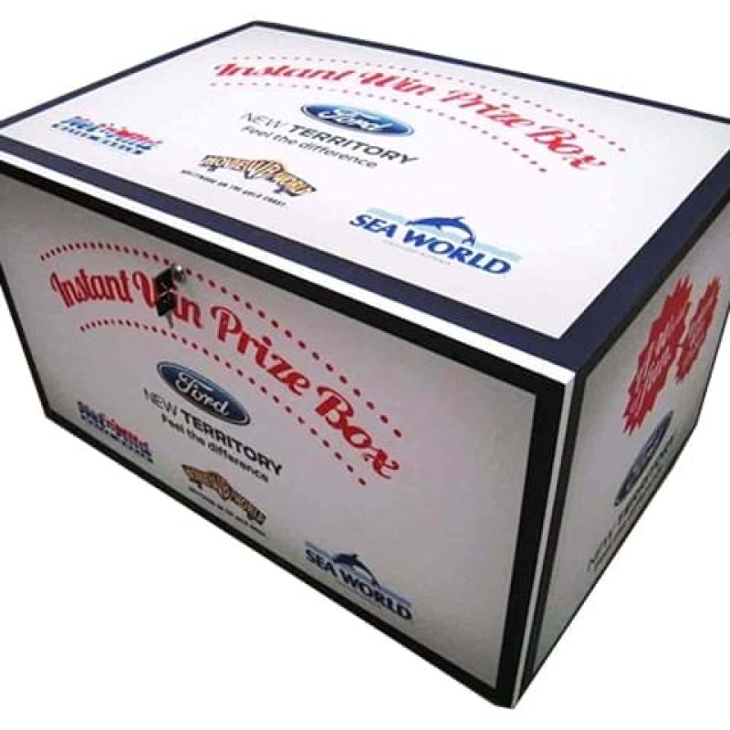 Hinged front panel allows prizes to be revealed to an audience - Displays2Go