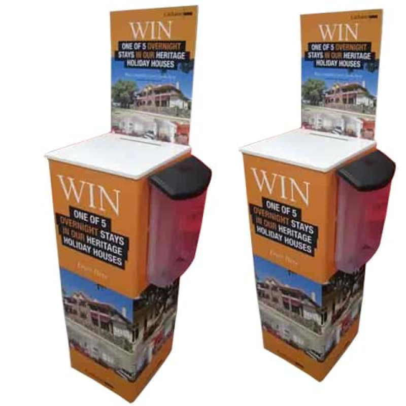 Free-standing entry box with brochure holder attached to side - Displays2Go