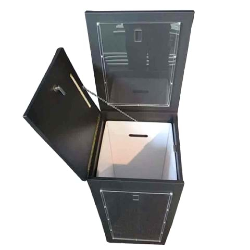 Suggestion box with hinged lid and lock - Displays2Go