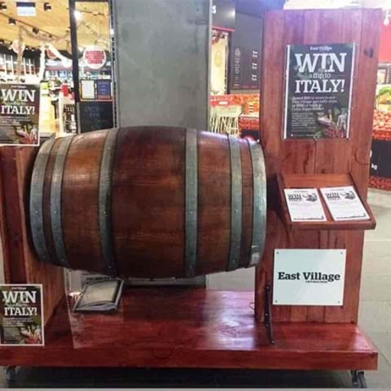 Wine barrel entry stand - Displays2Go