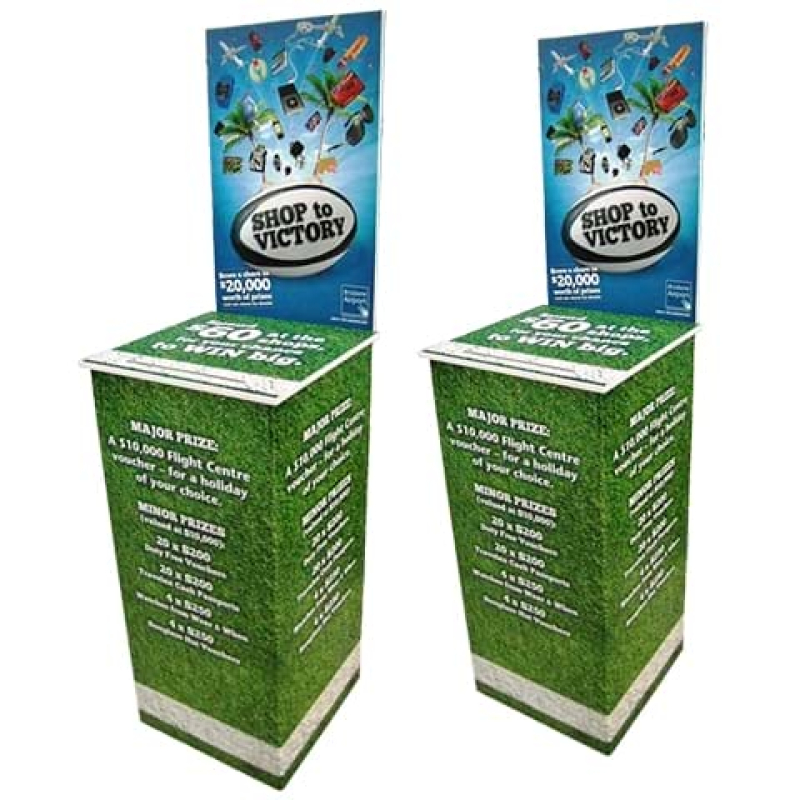 Lockable hinged lid on top of entry box - Displays2Go