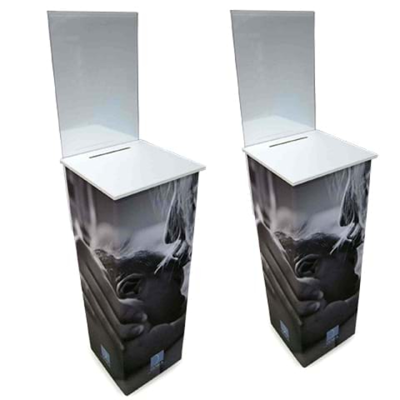 Flat writing surface on top of entry box - Displays2Go