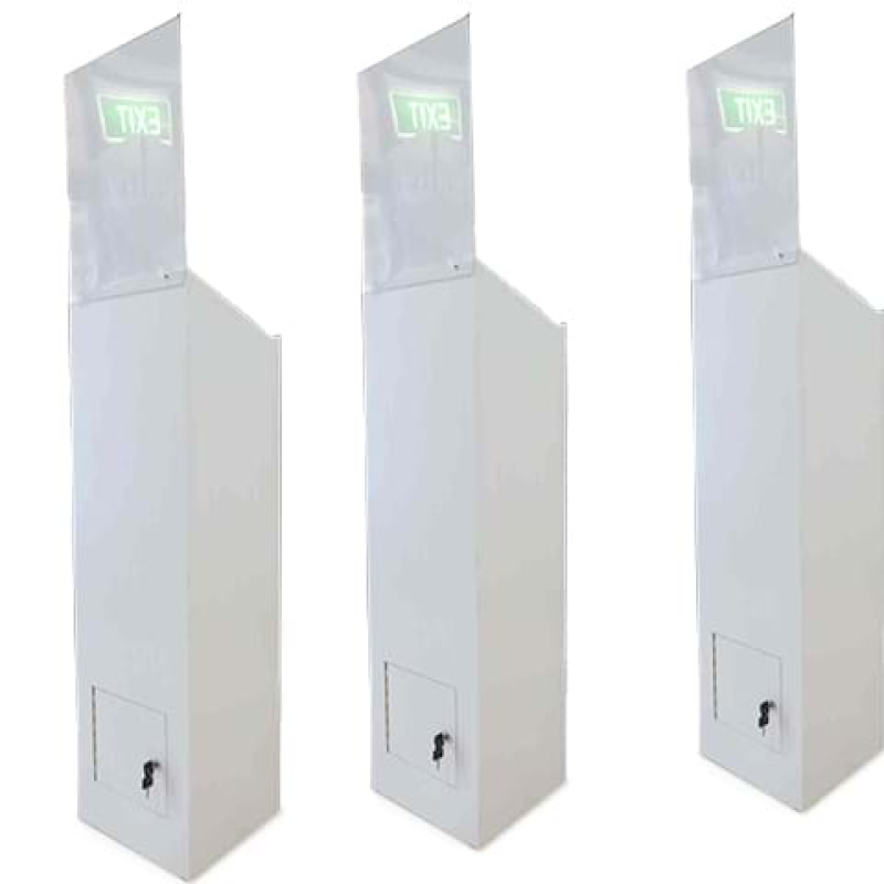 White timber entry unit with lockable entry door at base - Displays2Go