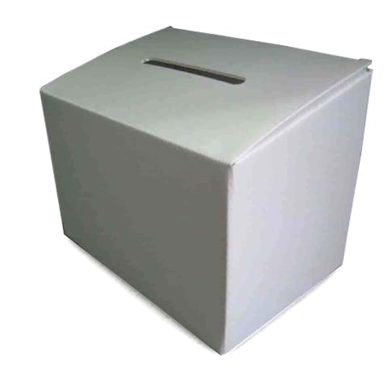 Competition entry box made from white corflute - Displays2Go
