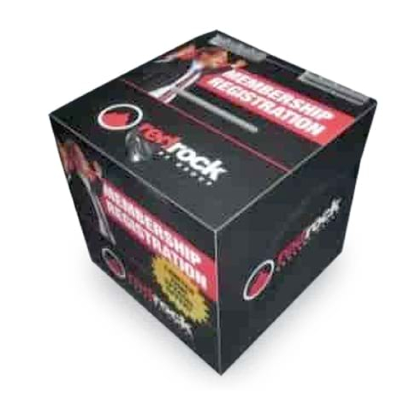 Cube shape acrylic entry box with graphics - Displays2Go