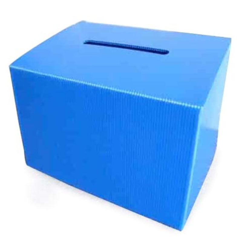 Competition entry box made from blue corflute - Displays2Go