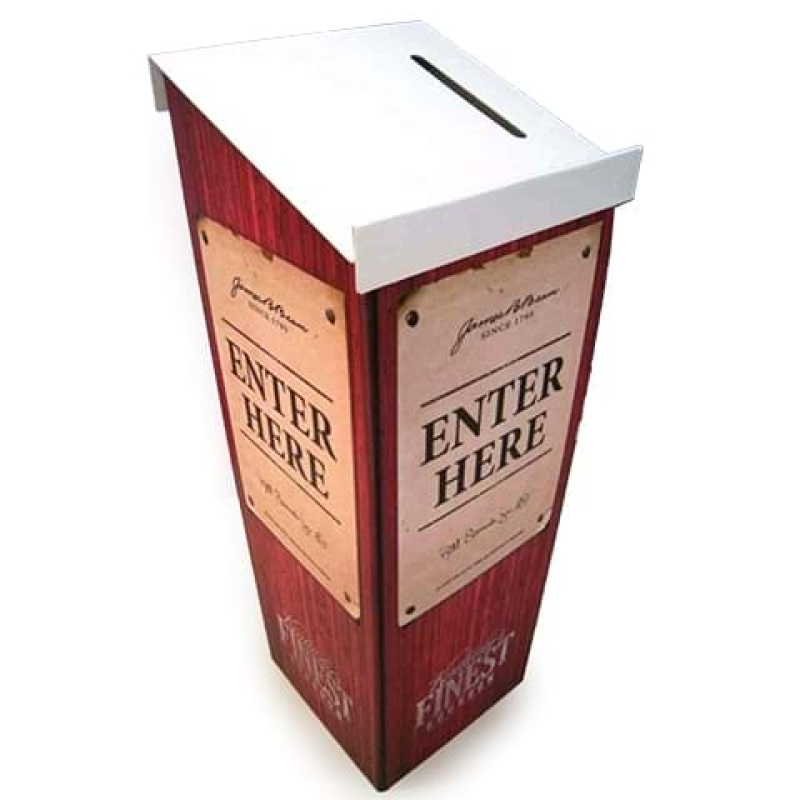 Angled writing surface on a free-standing box - Displays2Go