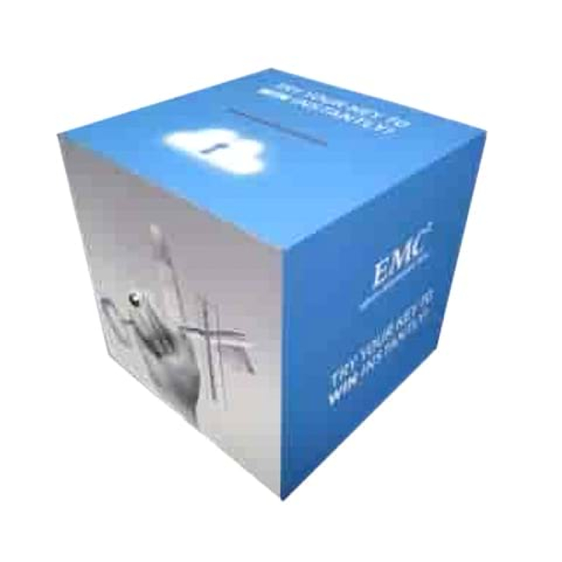 Cube shape entry box printed all over - Displays2Go