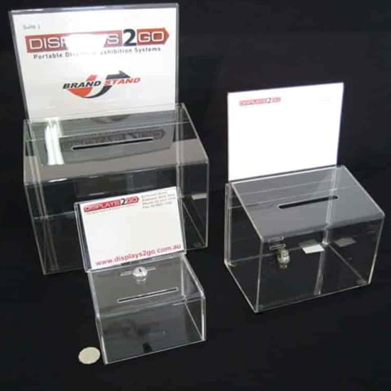 Three sizes of acrylic entry boxes - Displays2Go