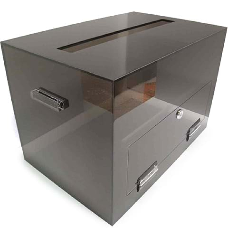 Smoked coloured suggestion box conceals the contents - Displays2Go