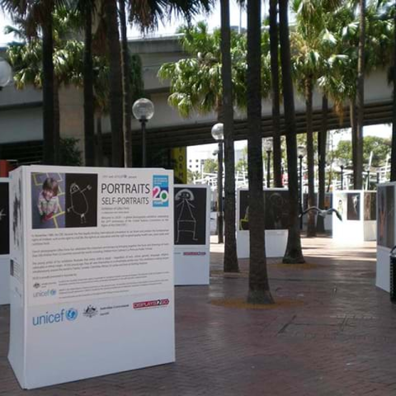 Unicef outdoor signage in Darling Harbour Sydney - Displays2Go