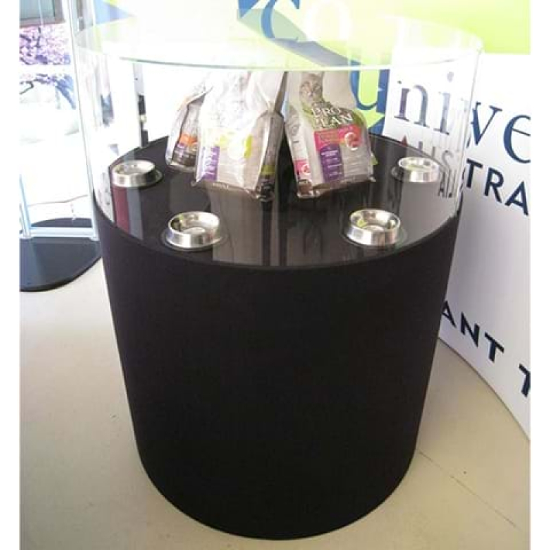 Custom-round-plinth-with-case - Displays2Go