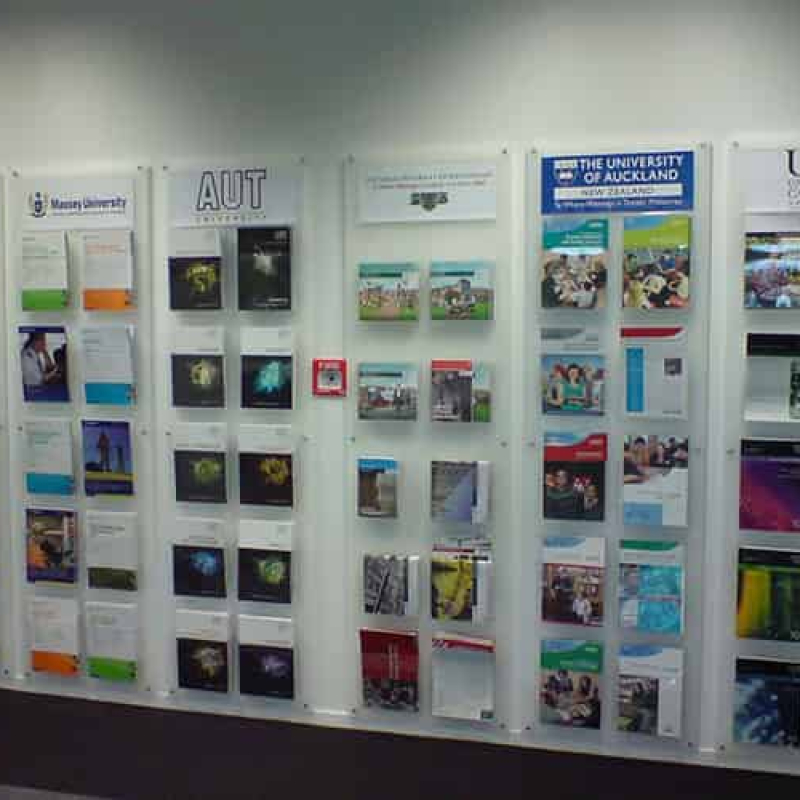 Customised-magazine-and-brochure-display-wall - Displays2Go