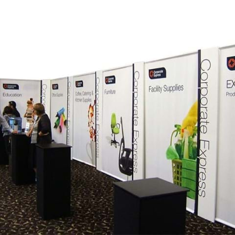 Towers with hanging fabric banners - Displays2Go