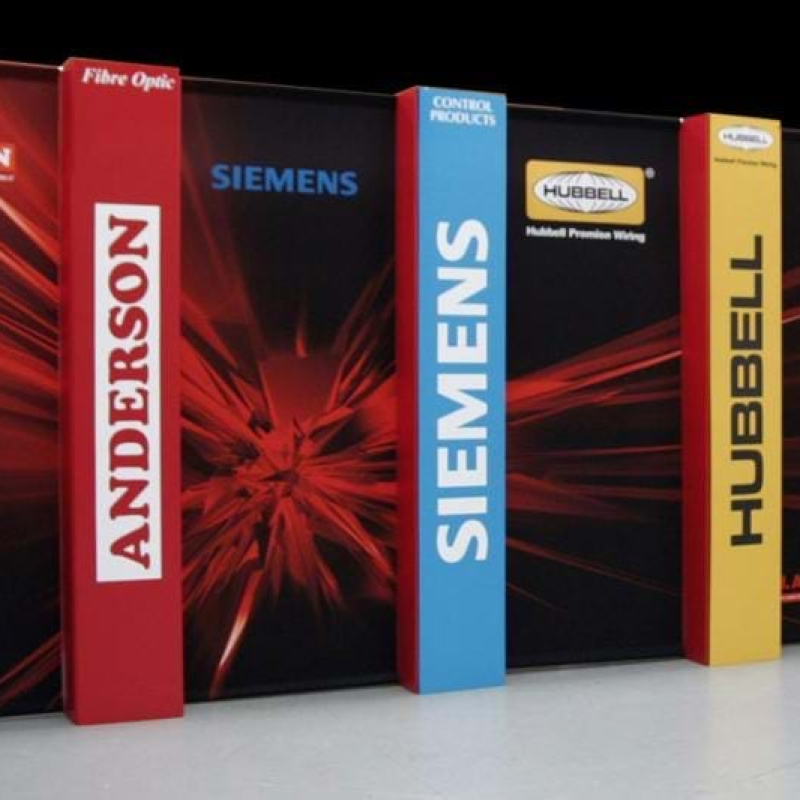 Towers with hanging fabric banners - Displays2Go
